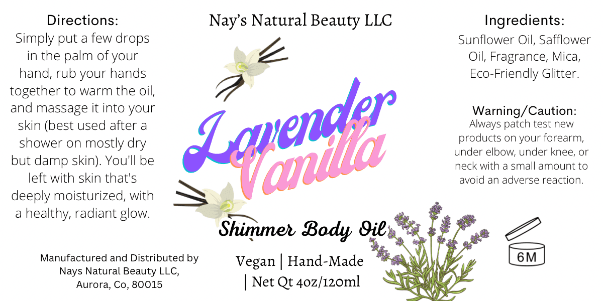 Lavender Vanilla Shimmer Body Oil 4oz