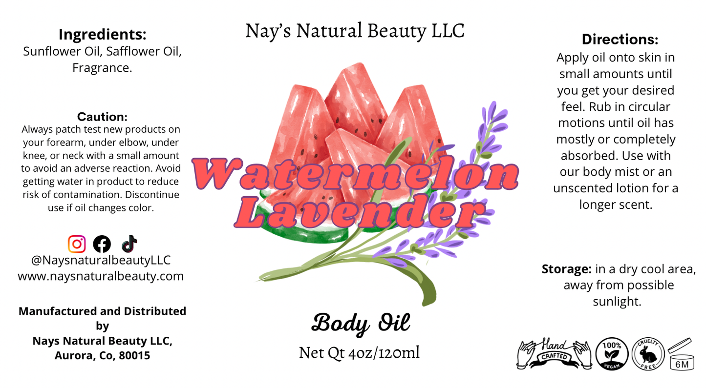 Watermelon Lavender Body Oil 4oz